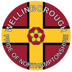 Wellingborough - Pride of Northamptonshire - TWO PACK - Car Bumper Laptop Window Decal County Flag Sticker