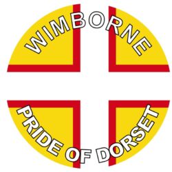 Wimborne - Pride of Dorset - TWO PACK - Car Bumper Laptop Window Decal County Flag Sticker