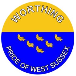 Worthing - Pride of West Sussex - TWO PACK - Car Bumper Laptop Window Decal County Flag Sticker