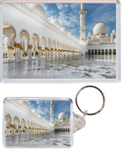 Abu Dhabi - UAE - Jumbo Fridge Magnet & Double Sided Large Keyring Key Fob Chain Ring Gift Present Souvenir