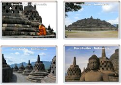 Borobudur - Indonesia - 4 PACK - Jumbo Fridge Magnet Souvenir Gift Present