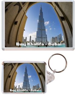 Burj Khalifa - Dubai - UAE - Jumbo Fridge Magnet & Double Sided Large Keyring Key Fob Chain Ring Gift Present Souvenir