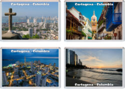 Cartagena - Colombia - 4 PACK - Jumbo Fridge Magnet Souvenir Gift Present