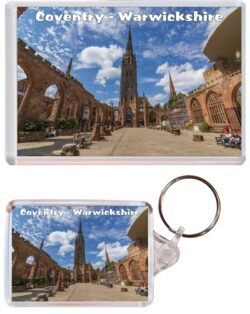 Coventry - Warwickshire - Jumbo Fridge Magnet & Double Sided Large Keyring Key Fob Chain Ring Gift Present Souvenir