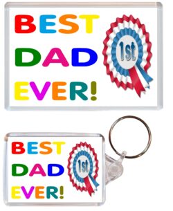 Best Dad Ever - Jumbo Fridge Magnet & Double Sided Large Keyring Key Fob Chain Ring Gift Present Souvenir