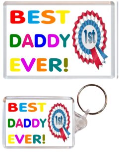 Best Daddy Ever - Jumbo Fridge Magnet & Double Sided Large Keyring Key Fob Chain Ring Gift Present Souvenir