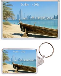 Dubai - UAE - Jumbo Fridge Magnet & Double Sided Large Keyring Key Fob Chain Ring Gift Present Souvenir