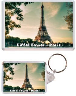 Eiffel Tower - Paris - France - Jumbo Fridge Magnet & Double Sided Large Keyring Key Fob Chain Ring Gift Present Souvenir