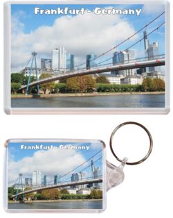Frankfurt - Germany - Jumbo Fridge Magnet & Double Sided Large Keyring Key Fob Chain Ring Gift Present Souvenir