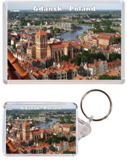 Gdansk - Poland - Jumbo Fridge Magnet & Double Sided Large Keyring Key Fob Chain Ring Gift Present Souvenir