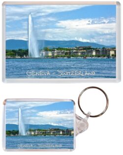 Geneva - Switzerland - Jumbo Fridge Magnet & Double Sided Large Keyring Key Fob Chain Ring Gift Present Souvenir