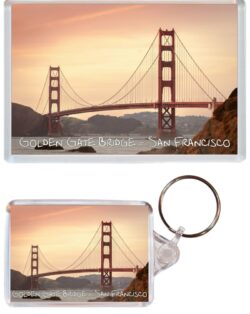 Golden Gate Bridge - San Francisco - USA - Jumbo Fridge Magnet & Double Sided Large Keyring Key Fob Chain Ring Gift Present Souvenir