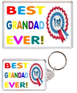 Best Grandad Ever - Jumbo Fridge Magnet & Double Sided Large Keyring Key Fob Chain Ring Gift Present Souvenir