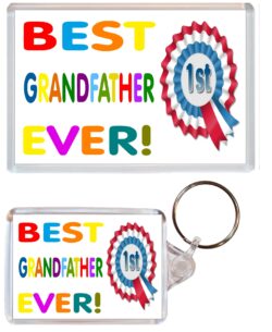 Best Grandfather Ever - Jumbo Fridge Magnet & Double Sided Large Keyring Key Fob Chain Ring Gift Present Souvenir