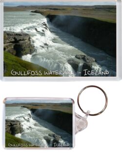 Gullfoss Waterfall - Iceland - Jumbo Fridge Magnet & Double Sided Large Keyring Key Fob Chain Ring Gift Present Souvenir