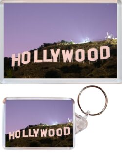 Hollywood - Los Angeles - USA - Jumbo Fridge Magnet & Double Sided Large Keyring Key Fob Chain Ring Gift Present Souvenir