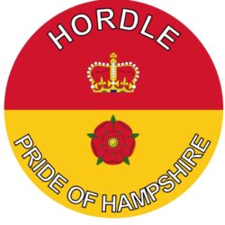 Hordle - Pride of Hampshire - TWO PACK - Car Bumper Laptop Window Decal County Flag Sticker