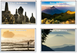 Java - Indonesia - 4 PACK - Jumbo Fridge Magnet Souvenir Gift Present