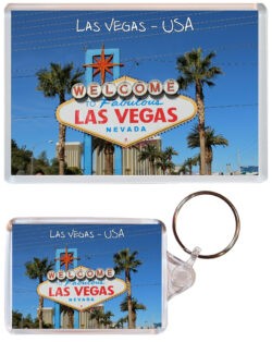 Las Vegas – USA – Jumbo Fridge Magnet & Double Sided Large Keyring Key Fob Chain Ring Gift Present Souvenir