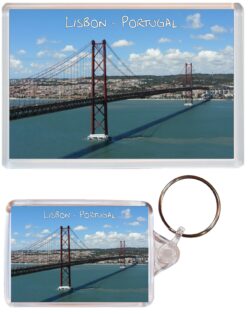 Lisbon - Portugal - Jumbo Fridge Magnet & Double Sided Large Keyring Key Fob Chain Ring Gift Present Souvenir PO3