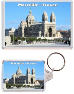 Marseille - France - Jumbo Fridge Magnet & Double Sided Large Keyring Key Fob Chain Ring Gift Present Souvenir