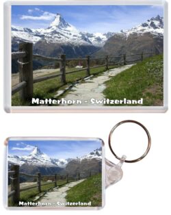 Matterhorn - Switzerland - Jumbo Fridge Magnet & Double Sided Large Keyring Key Fob Chain Ring Gift Present Souvenir