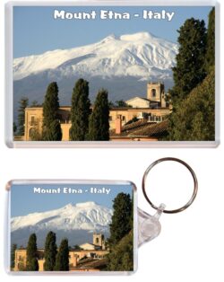 Mount Etna - Italy - Jumbo Fridge Magnet & Double Sided Large Keyring Key Fob Chain Ring Gift Present Souvenir