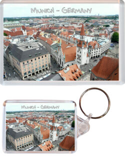 Munich - Germany - Jumbo Fridge Magnet & Double Sided Large Keyring Key Fob Chain Ring Gift Present Souvenir
