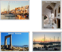 Naxos - Greece - 4 PACK - Jumbo Fridge Magnet Souvenir Gift Present
