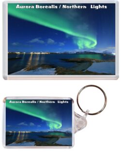 Aurora Borealis - Northern Lights - Jumbo Fridge Magnet & Double Sided Large Keyring Key Fob Chain Ring Gift Present Souvenir