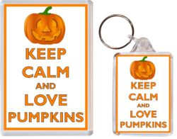Keep Calm and Love Pumpkins - Jumbo Fridge Magnet & Double Sided Large Keyring Key Fob Chain Ring Gift Present Souvenir