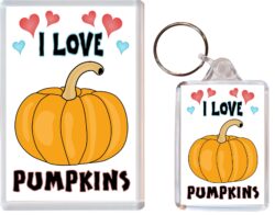 I Love Pumpkins - Jumbo Fridge Magnet & Double Sided Large Keyring Key Fob Chain Ring Gift Present Souvenir