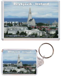 Reykjavik - Iceland - Jumbo Fridge Magnet & Double Sided Large Keyring Key Fob Chain Ring Gift Present Souvenir