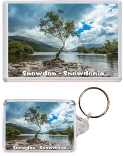 Snowdon - Snowdonia - Wales - Jumbo Fridge Magnet & Double Sided Large Keyring Key Fob Chain Ring Gift Present Souvenir