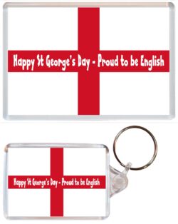 Happy St George's Day - Proud to be English- Jumbo Fridge Magnet & Double Sided Large Keyring Key Fob Chain Ring Gift Present Souvenir SG2