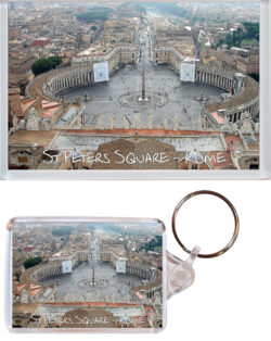 St Peters Square - Rome - Italy - Jumbo Fridge Magnet & Double Sided Large Keyring Key Fob Chain Ring Gift Present Souvenir