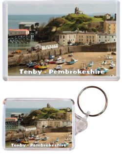 Tenby - Pembrokeshire - Wales - Jumbo Fridge Magnet & Double Sided Large Keyring Key Fob Chain Ring Gift Present Souvenir