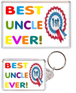 Best Uncle Ever - Jumbo Fridge Magnet & Double Sided Large Keyring Key Fob Chain Ring Gift Present Souvenir