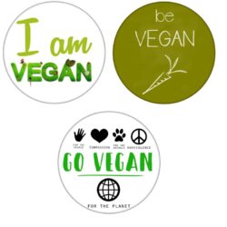 3 PACK - Vegan Quotes - 59mm Badge/Badges Gift Present Statement