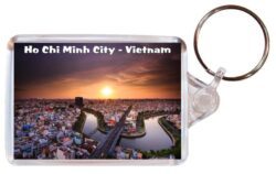 Ho Chi Ming City - Vietnam - Double Sided Large Keyring Key Fob Chain Ring Gift Present Souvenir 20V1