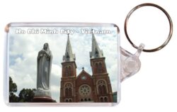 Ho Chi Ming City - Vietnam - Double Sided Large Keyring Key Fob Chain Ring Gift Present Souvenir 20V3
