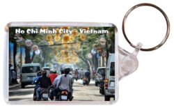 Ho Chi Ming City - Vietnam - Double Sided Large Keyring Key Fob Chain Ring Gift Present Souvenir 20V4