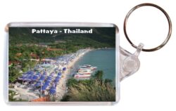 Pattaya - Thailand - Double Sided Large Keyring Key Fob Chain Ring Gift Present Souvenir 20T2
