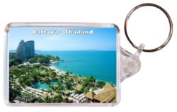Pattaya - Thailand - Double Sided Large Keyring Key Fob Chain Ring Gift Present Souvenir 20T3