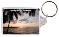 Pattaya - Thailand - Double Sided Large Keyring Key Fob Chain Ring Gift Present Souvenir 20T4