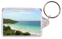 Pattaya - Thailand - Double Sided Large Keyring Key Fob Chain Ring Gift Present Souvenir 20T5
