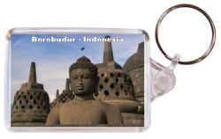 Borobudur - Java - Indonesia - Double Sided Large Keyring Key Fob Chain Ring Gift Present Souvenir 20I1