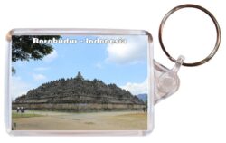 Borobudur - Java - Indonesia - Double Sided Large Keyring Key Fob Chain Ring Gift Present Souvenir 20I3