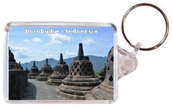 Borobudur - Java - Indonesia - Double Sided Large Keyring Key Fob Chain Ring Gift Present Souvenir 20I4
