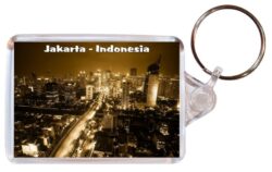 Jakarta - Java - Indonesia - Double Sided Large Keyring Key Fob Chain Ring Gift Present Souvenir 20I1